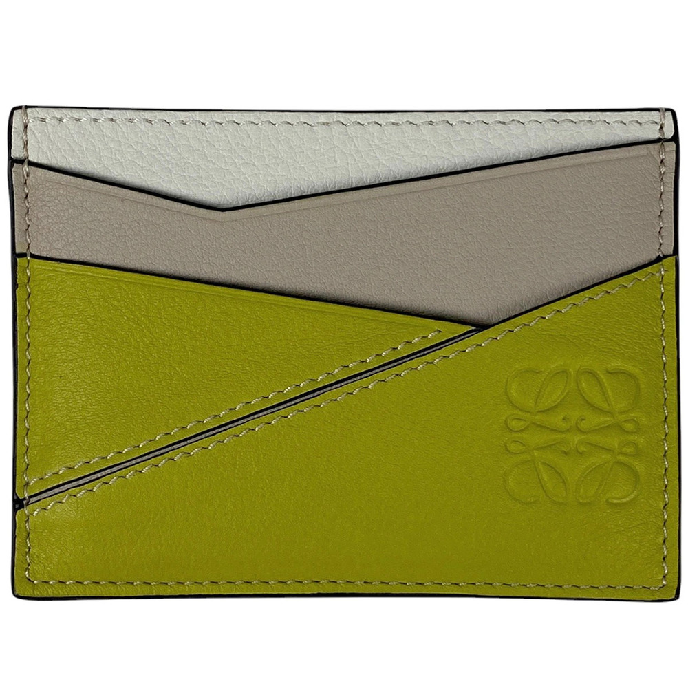 Loewe Anagram Card Case Wallet Pass Leather White Beige Cream Green